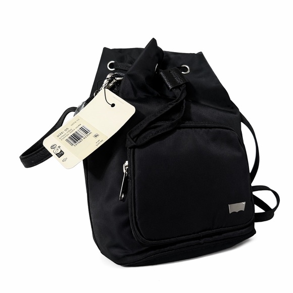 Levi's Black Nylon Mini Bucket Backpack | Prada Nylon Vibes | Hands-Free NWT - Picture 2 of 2